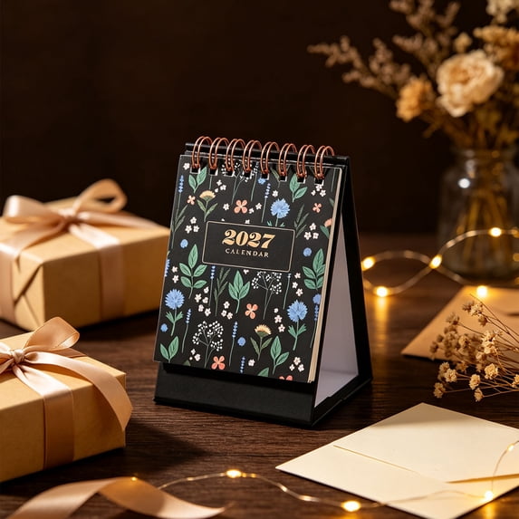 Standing Desk Calendar 2027, Mini Desk Calendar Christmas Gift Monthly Table Planner, Thick Paper Twin-Wire Binding for Home and Office Desktop Use