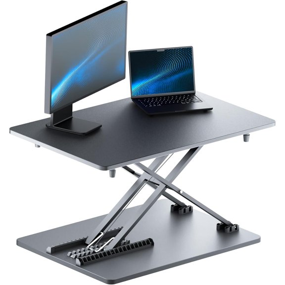 Standing Desk Converter, 25.16" 15.75" Height Adjustable Laptop Stand for Desk, Sit Stand Monitor Stand, No Assembly Required for Home and Office Use (Black)$$Office