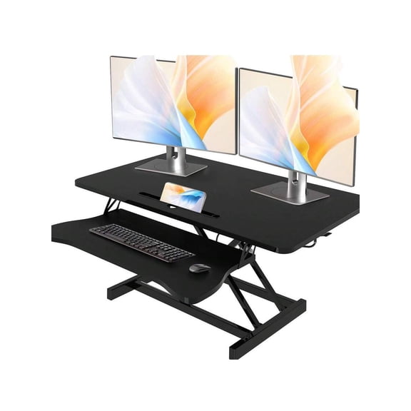 Standing Desk Converter 32 Inch Height Adjustable Sit To Stand Up Desk Tabletop Dual Monitor And Laptop Workstation