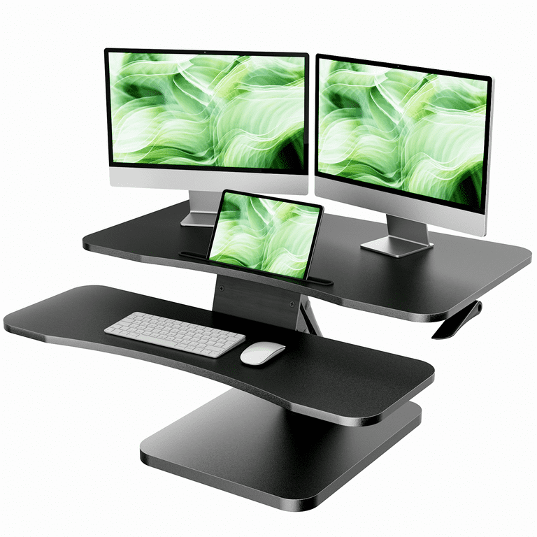 Standing desk tabletop workstation fits dual monitor sale 32 inches