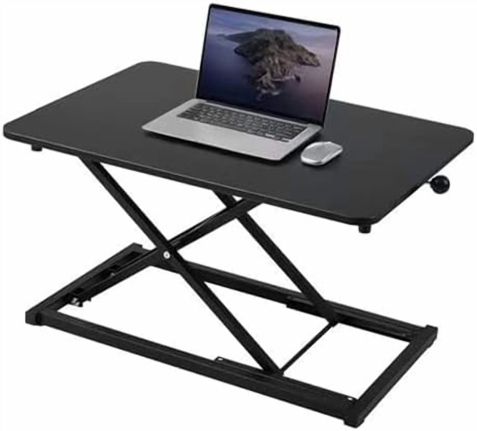 Standing Desk Converter Adjustable Height ,Keyboard Riser for Stand Up Desk Riser ,Computer Keyboard Stand for Desktop ,Computer Workstations for Home Office Black Size 23.6 Inch