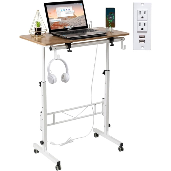 Standing Desk Height Adjustable with Tiltable Tabletop, Vintage Oak