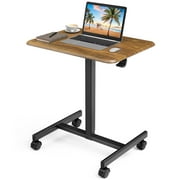 Standing Desk, Versatile Mobile Teacher Podium, Rolling Laptop Desk with Adjustable Height and Locking Mechanism, Office, Classroom, and Home Office Furniture, Rust Brown
