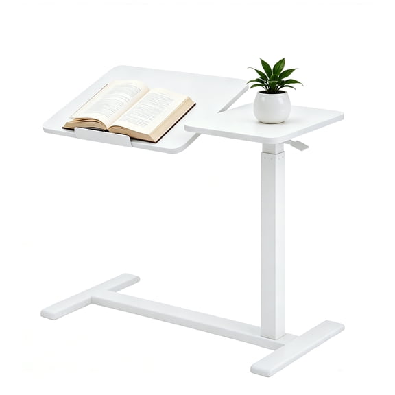 Standing Desk, White Wood & Metal - Adjustable Height Tiltable Table - 70-108cm