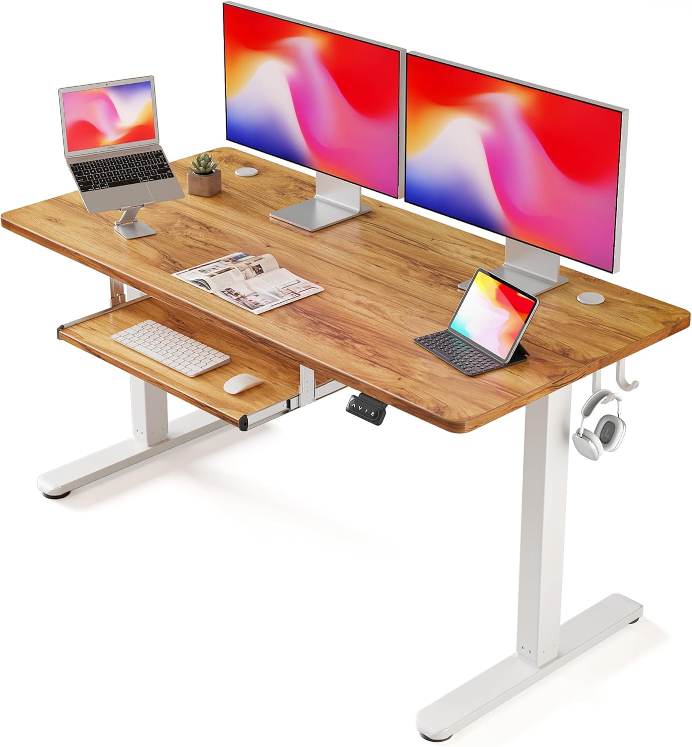 Standing Desk with Keyboard Tray 48 × 24 Inches Electric Height