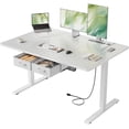 thumbnail image 1 of HLDIRECT Electric Standing Desk with 2 Drawers & Power Outlets & USB Ports, 47×31.5 inches Height Adjustable Desk with Storage, Sit Stand up Desk for Home Office, White, 1 of 9