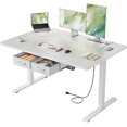 thumbnail image 1 of HLDIRECT Electric Standing Desk with 2 Drawers & Power Outlets & USB Ports, 47×31.5 inches Height Adjustable Desk with Storage, Sit Stand up Desk for Home Office, White, 1 of 9