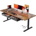 thumbnail image 1 of HLDIRECT Electric Standing Desk with 2 Drawers & Power Outlets & USB Ports, 71×31.5 inches Extra-Large Desktop Height Adjustable Desk with Storage, Sit Stand up Desk for Home Office, Rustic Brown, 1 of 9
