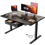 HLDIRECT Electric Standing Desk with 2 Drawers & Power Outlets & USB Ports, 47×31.5 inches Height Adjustable Desk with Storage, Sit Stand up Desk for Home Offic