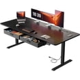 thumbnail image 1 of HLDIRECT Electric Standing Desk with 2 Drawers & Power Outlets & USB Ports, 71×31.5 inches Extra-Large Desktop Height Adjustable Desk with Storage, Sit Stand up Desk for Home Office, Black, 1 of 9