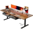 thumbnail image 1 of HLDIRECT 79"×31.5" Electric Standing Desk with 2 Drawers & Power Outlets & USB Ports, Extra-Large Desktop Height Adjustable Desk with Storage, Sit Stand up Desk for Home Office, Rustic Brown, 1 of 8