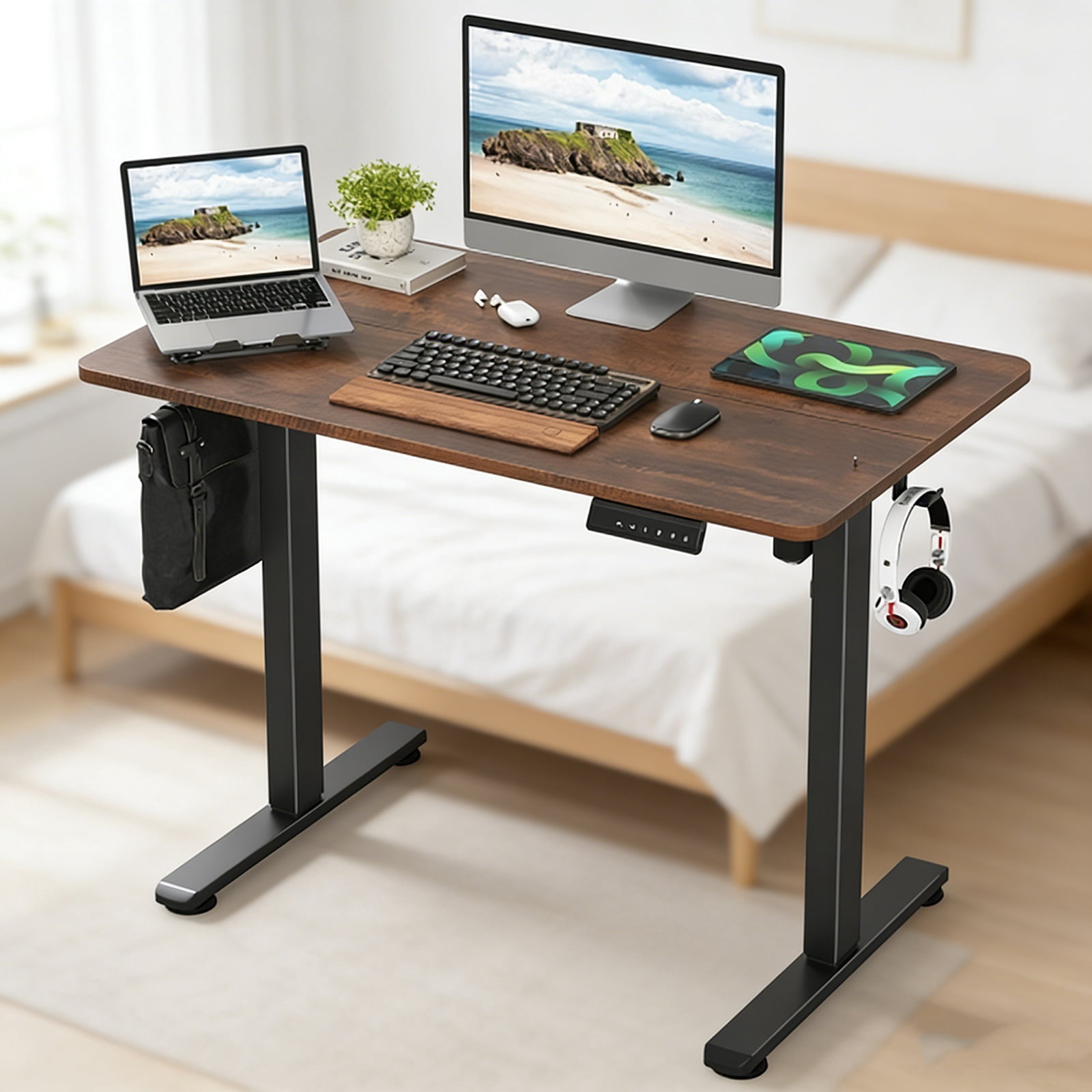 Standing Desks That Raise Up and Down  Large Adjustable Height Raising Desk for Ergonomic Home Office Efficiency