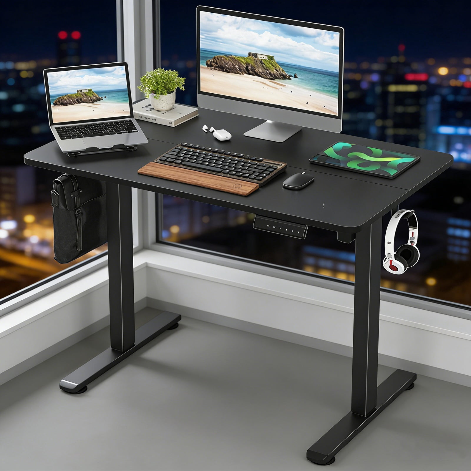 Standing Desks That Raise Up and Down  Large Adjustable Height Raising Desk for Ergonomic Home Office Efficiency