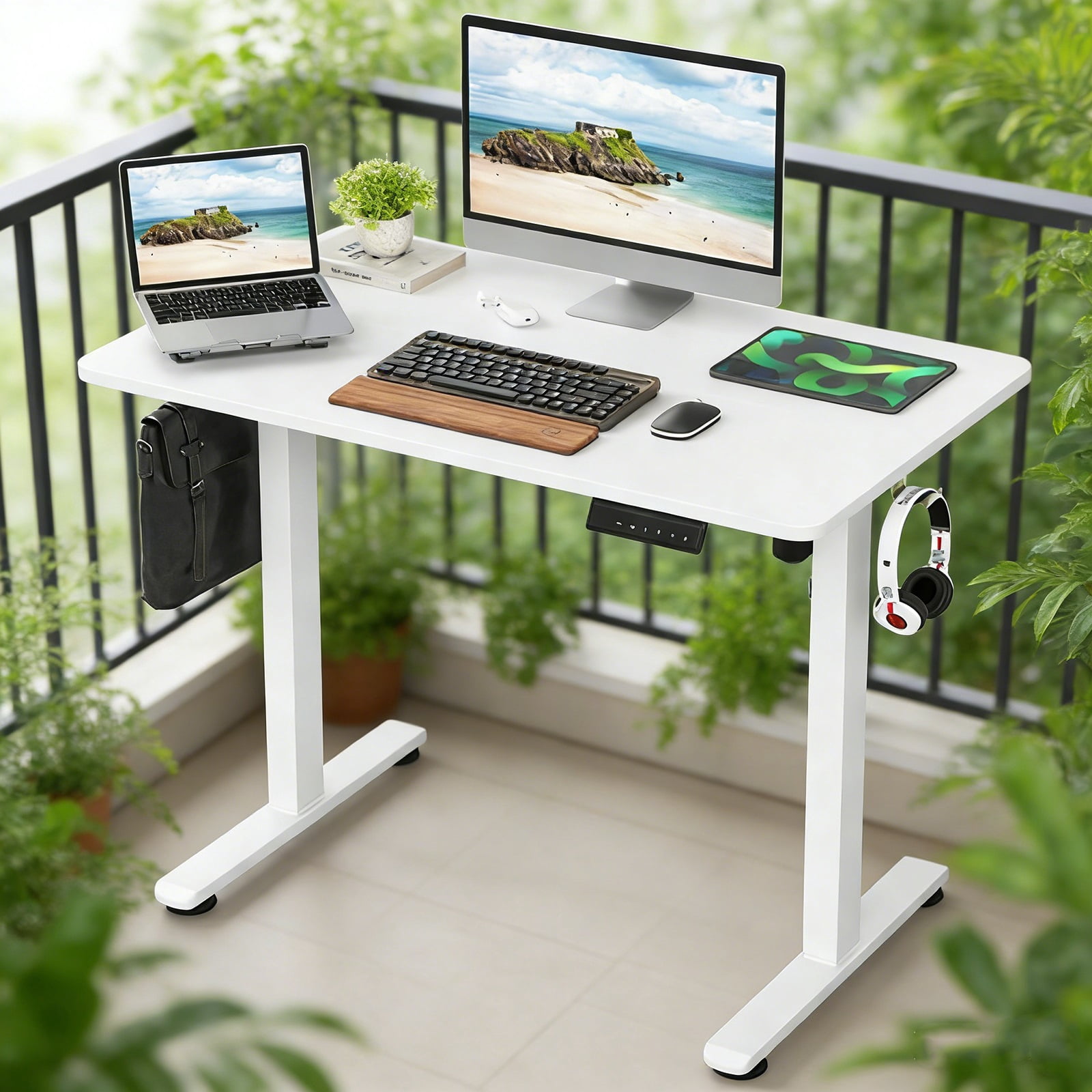 Standing Desks That Raise Up and Down  Large Adjustable Height Raising Desk for Ergonomic Home Office Efficiency
