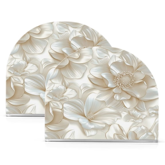 Standing Dining Table Napkin Holder, Napkin Holder for Table Kitchen Acrylic Paper Tissue Organization, 3d Beige Floral