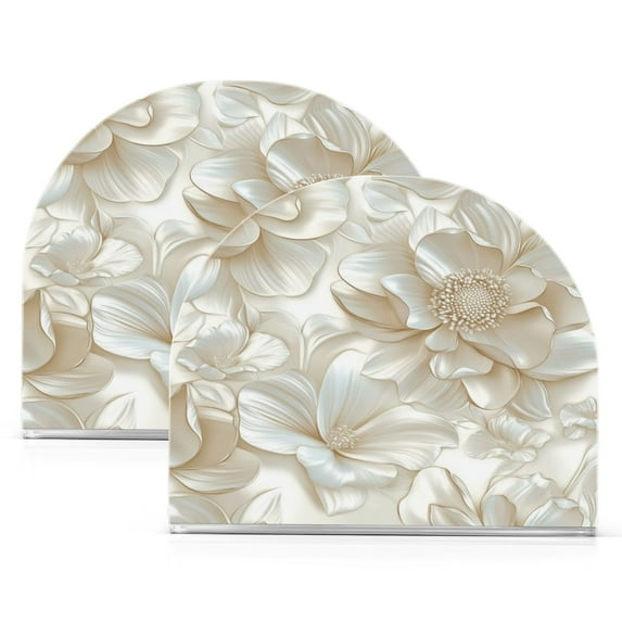 Standing Dining Table Napkin Holder, Napkin Holder for Table Kitchen Acrylic Paper Tissue Organization, 3d Beige Floral