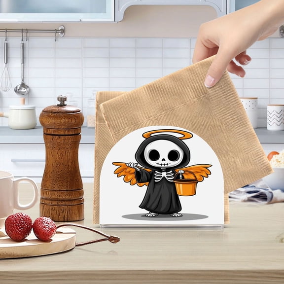 Standing Dining Table Napkin Holder, Napkin Holder for Table Kitchen Acrylic Paper Tissue Organization, A Cute Cartoon Skeleton