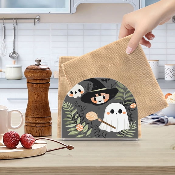 Standing Dining Table Napkin Holder, Napkin Holder for Table Kitchen Acrylic Paper Tissue Organization, A Cute Cartoon Witch Hat