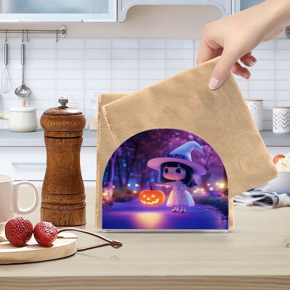Standing Dining Table Napkin Holder, Napkin Holder for Table Kitchen Acrylic Paper Tissue Organization, A Cute Little Girl