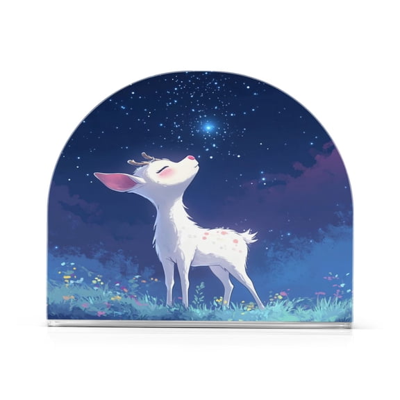 Standing Dining Table Napkin Holder, Napkin Holder for Table Kitchen Acrylic Paper Tissue Organization, A Cute White Deer