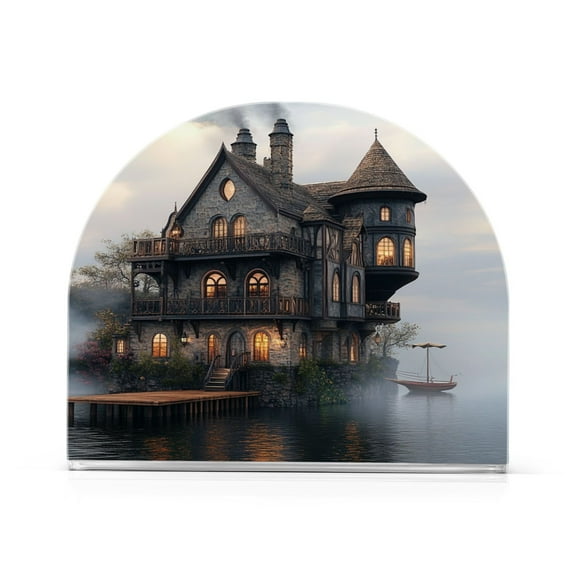 Standing Dining Table Napkin Holder, Napkin Holder for Table Kitchen Acrylic Paper Tissue Organization, A Fantasy House Tall