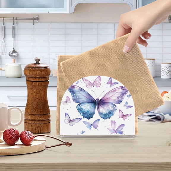 Standing Dining Table Napkin Holder, Napkin Holder for Table Kitchen Acrylic Paper Tissue Organization, A Flock Of Butterflies