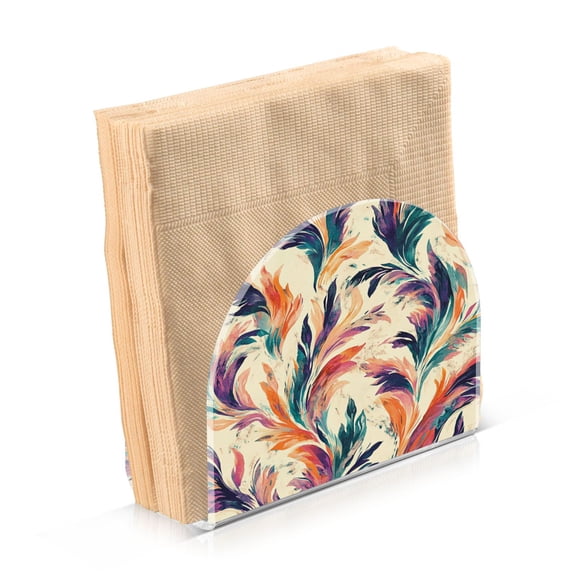 Standing Dining Table Napkin Holder, Napkin Holder for Table Kitchen Acrylic Paper Tissue Organization, Abstract Feather Pattern