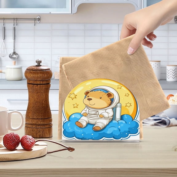 Standing Dining Table Napkin Holder, Napkin Holder for Table Kitchen Acrylic Paper Tissue Organization, Astronaut Capibara