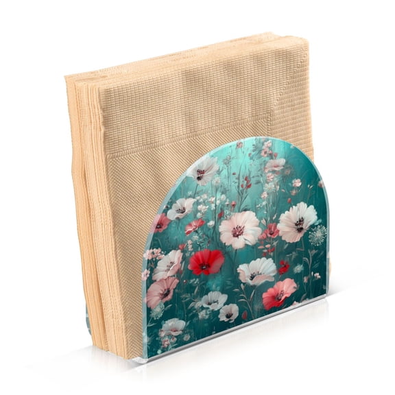 Standing Dining Table Napkin Holder, Napkin Holder for Table Kitchen Acrylic Paper Tissue Organization, Beautiful Floral Pattern