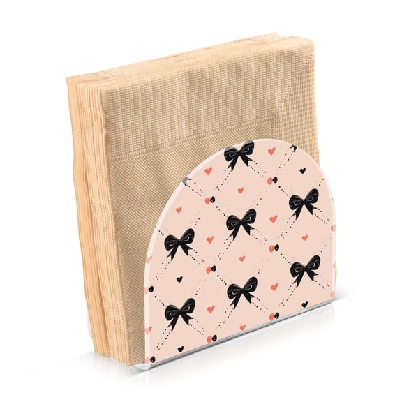 Standing Dining Table Napkin Holder, Napkin Holder for Table Kitchen Acrylic Paper Tissue Organization, Black Bows Pattern