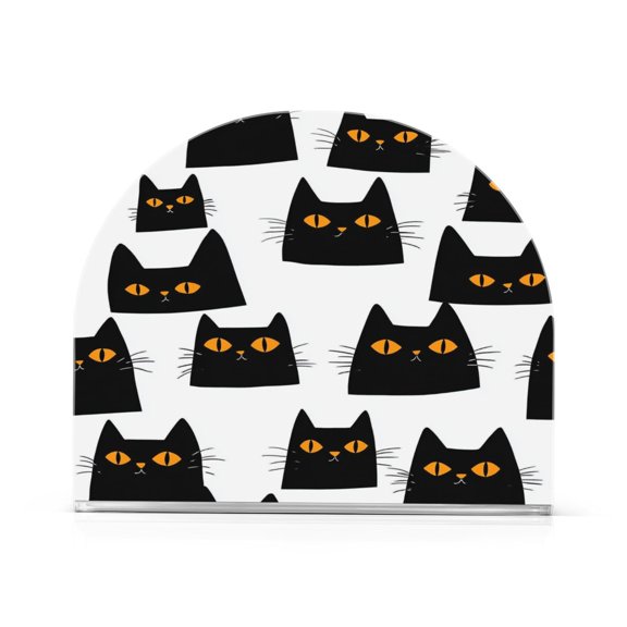 Standing Dining Table Napkin Holder, Napkin Holder for Table Kitchen Acrylic Paper Tissue Organization, Black Cats with Orange Eyes