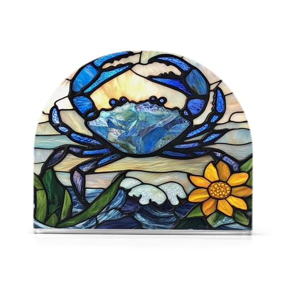 Standing Dining Table Napkin Holder, Napkin Holder for Table Kitchen Acrylic Paper Tissue Organization, Blue Crab