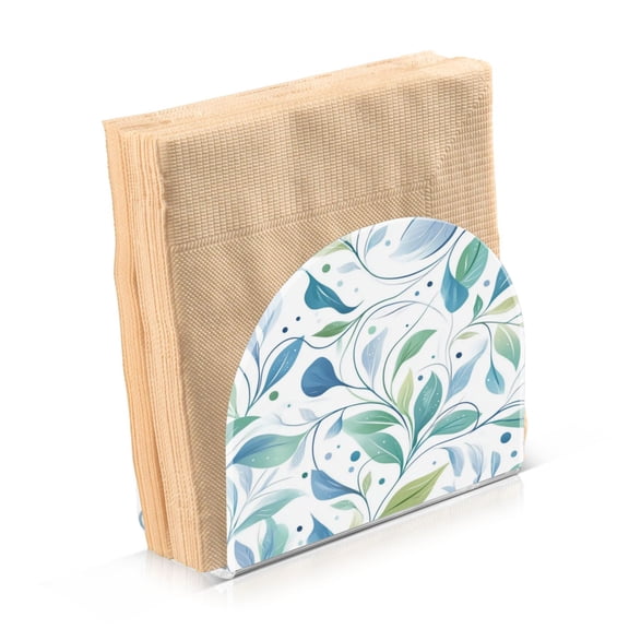 Standing Dining Table Napkin Holder, Napkin Holder for Table Kitchen Acrylic Paper Tissue Organization, Blue Leaves