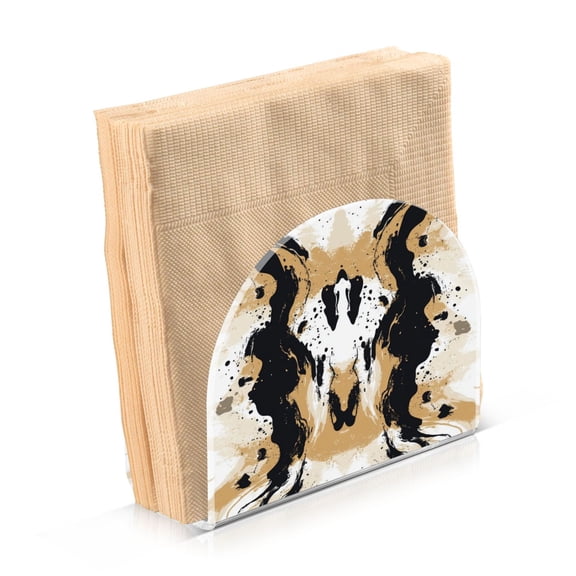 Standing Dining Table Napkin Holder, Napkin Holder for Table Kitchen Acrylic Paper Tissue Organization, Brown and Black Pattern