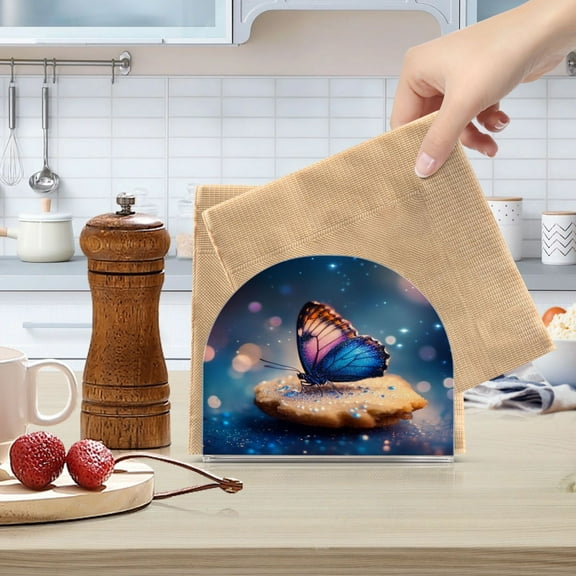Standing Dining Table Napkin Holder, Napkin Holder for Table Kitchen Acrylic Paper Tissue Organization, Butterfly and Cookie