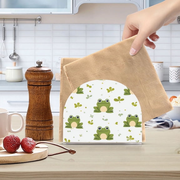 Standing Dining Table Napkin Holder, Napkin Holder for Table Kitchen Acrylic Paper Tissue Organization, Cartoon Frog Pattern