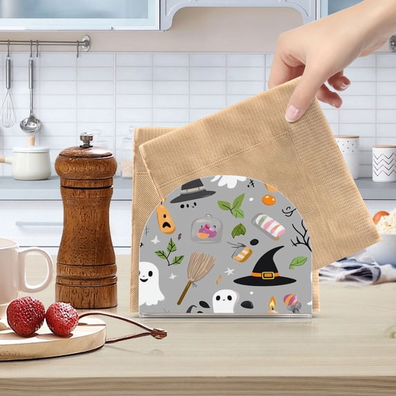 Standing Dining Table Napkin Holder, Napkin Holder for Table Kitchen Acrylic Paper Tissue Organization, Cartoon Halloween Elements