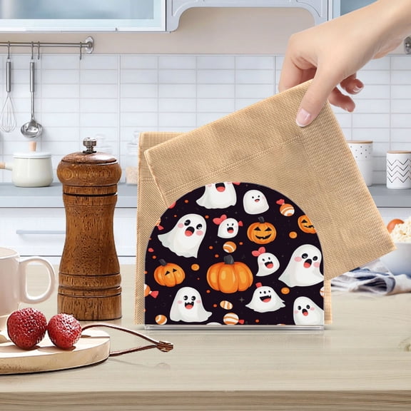 Standing Dining Table Napkin Holder, Napkin Holder for Table Kitchen Acrylic Paper Tissue Organization, Cartoon Halloween Ghost