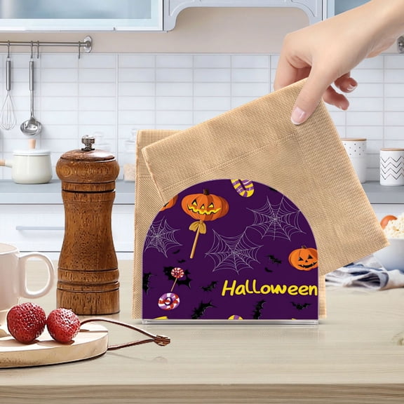 Standing Dining Table Napkin Holder, Napkin Holder for Table Kitchen Acrylic Paper Tissue Organization, Cartoonish Bat and Spider Patterns