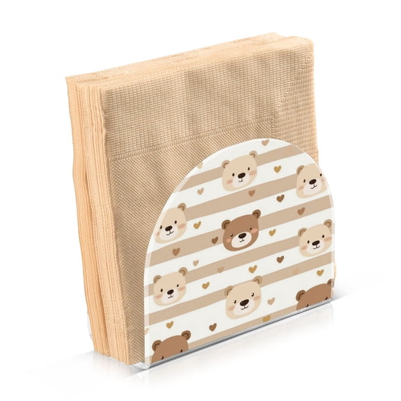 Standing Dining Table Napkin Holder, Napkin Holder for Table Kitchen Acrylic Paper Tissue Organization, Cute Bear Face Pattern