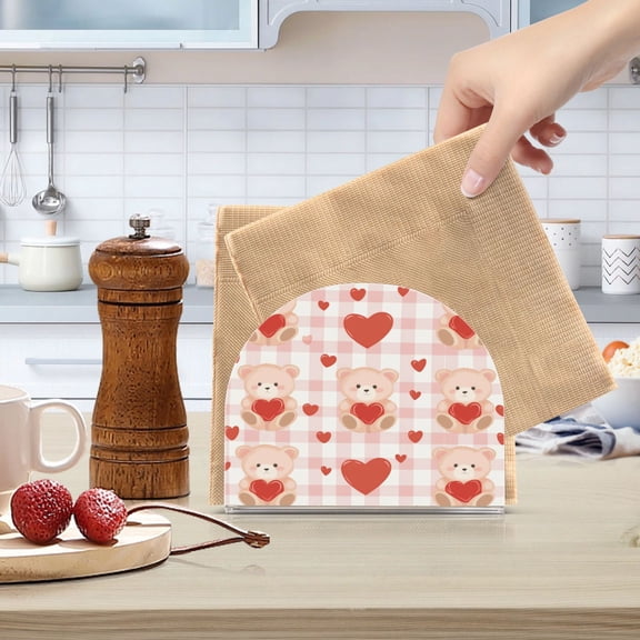 Standing Dining Table Napkin Holder, Napkin Holder for Table Kitchen Acrylic Paper Tissue Organization, Cute Bear Pattern
