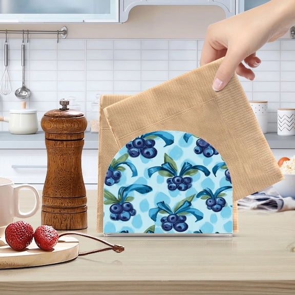 Standing Dining Table Napkin Holder, Napkin Holder for Table Kitchen Acrylic Paper Tissue Organization, Cute Blueberry Pattern