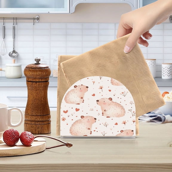 Standing Dining Table Napkin Holder, Napkin Holder for Table Kitchen Acrylic Paper Tissue Organization, Cute Capybaras Pattern