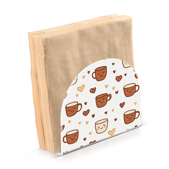 Standing Dining Table Napkin Holder, Napkin Holder for Table Kitchen Acrylic Paper Tissue Organization, Cute Coffee Cup Pattern