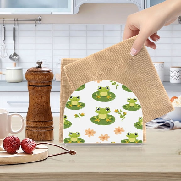 Standing Dining Table Napkin Holder, Napkin Holder for Table Kitchen Acrylic Paper Tissue Organization, Cute Frog Pattern