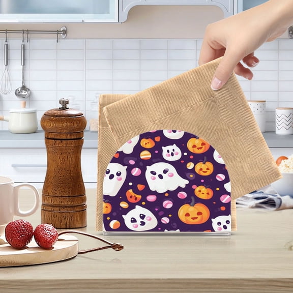Standing Dining Table Napkin Holder, Napkin Holder for Table Kitchen Acrylic Paper Tissue Organization, Cute Ghost Pattern