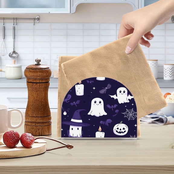 Standing Dining Table Napkin Holder, Napkin Holder for Table Kitchen Acrylic Paper Tissue Organization, Cute Halloween Ghost