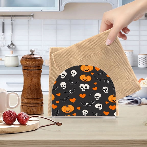 Standing Dining Table Napkin Holder, Napkin Holder for Table Kitchen Acrylic Paper Tissue Organization, Cute Hearts and Skull