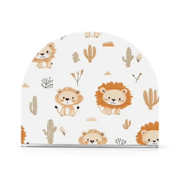 Standing Dining Table Napkin Holder, Napkin Holder for Table Kitchen Acrylic Paper Tissue Organization, Cute Lion Pattern