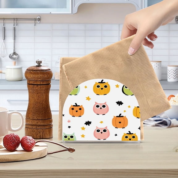 Standing Dining Table Napkin Holder, Napkin Holder for Table Kitchen Acrylic Paper Tissue Organization, Cute Owls Pattern